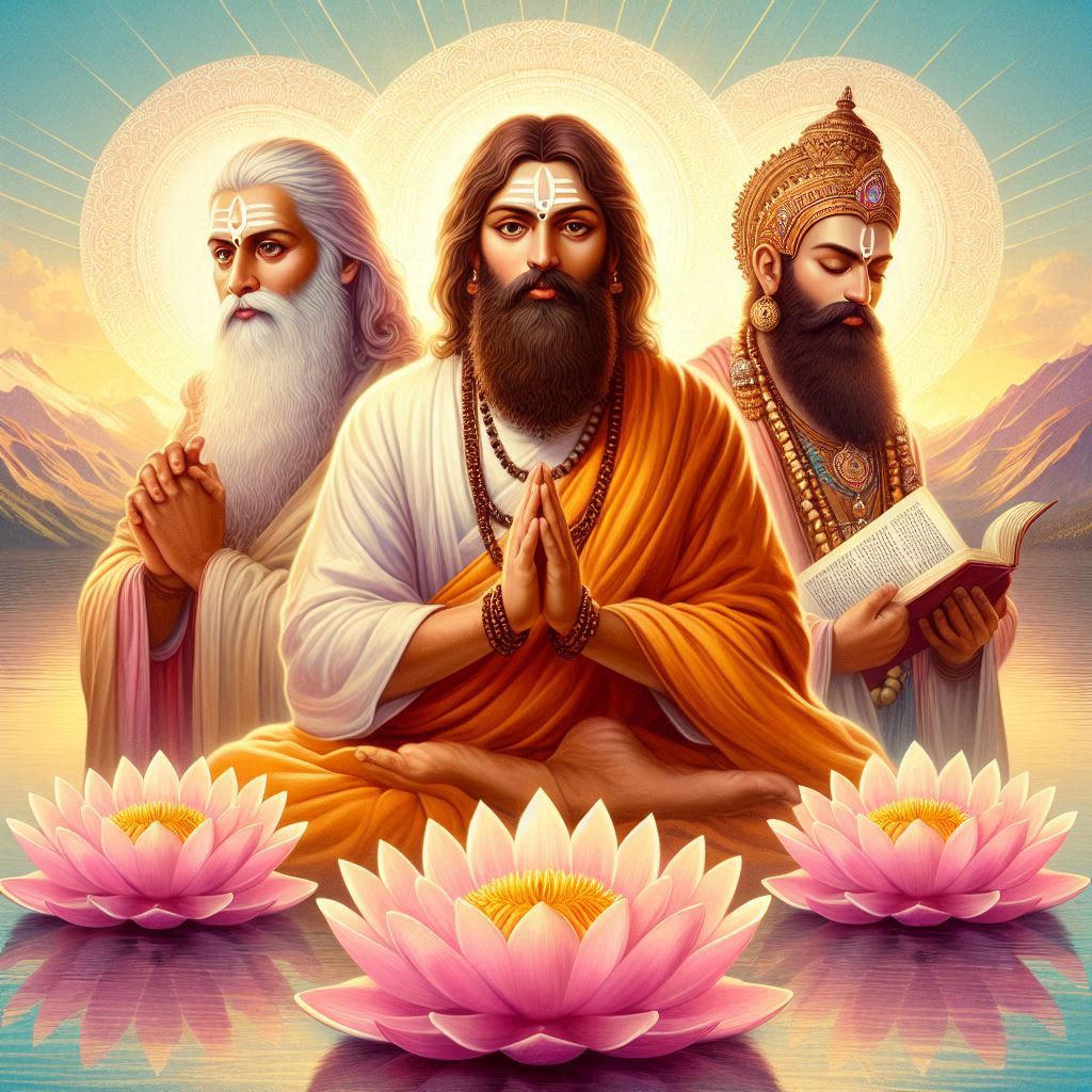 Illustration of revered Hindu gurus and saints in serene poses